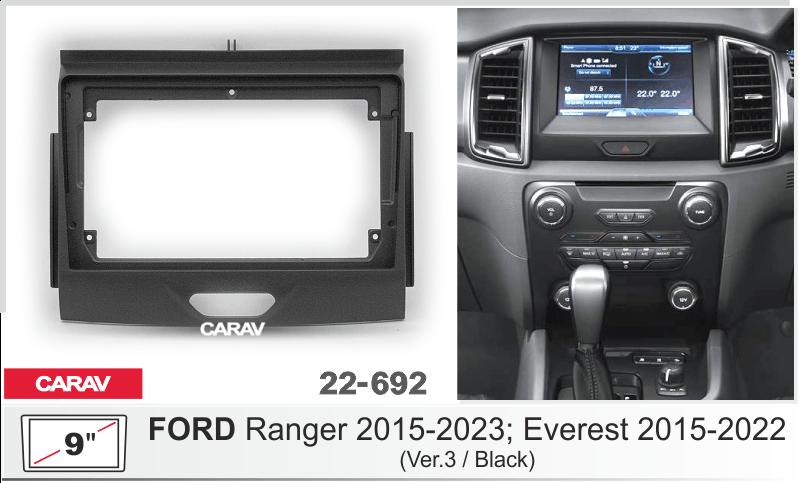 Купить 9-inch Рамка FORD Ranger 2015-2023/ Everest 2015-2022 (with SYNC1 / 4.2 color di Ver.3 ЧЕРНАЯ  22692 в интернет-магазине
