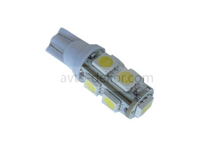 Купить Диод 12v Т10-9(5050) габариты белый  (9 SMD (5050) диодов аналог w5w)  AVTO-DEKOR   6048 в интернет-магазине