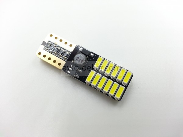 Диод 12-24v Т10-24(4014) габариты белый (24 SMD (4014) диода аналог w5w) с обманкой 12v-24v   AVTO-DEKOR   7717, фото 1