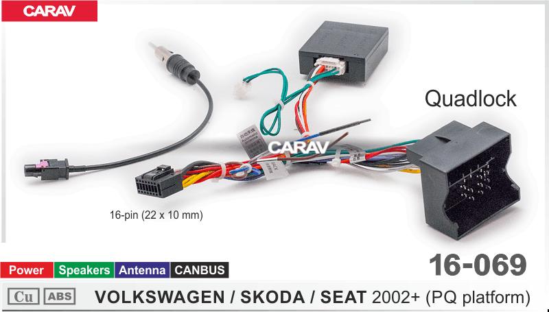 Купить Комплект кабелей для головного устройства 9 и 10,1-inch SKODA-VOLKSWAGEN-SEAT 2002+ (all with Quadlock) / Питание+Динамики+Антенна+CANBUS  816069 в интернет-магазине
