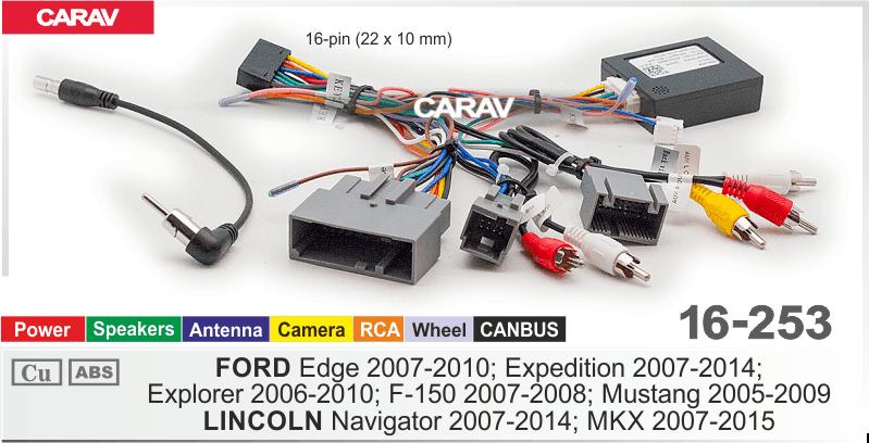 Комплект кабелей для головного устройства 9 и 10,1-inch FORD - EDGE 2007-2010/ EXPEDITION 2007-2014/ EXPLORER 2006-2010/ F-150 2007-2008/ MUSTANG 2005-2009/-LINCOLN Navigator 2007-2014/ MKX 2007-2015 Питание+Динамики+Антенна+Руль+Камера+USB+CANBUS  816253 купить