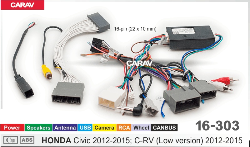 Купить Комплект кабелей для головного устройства 9 и 10.1-inch HONDA Civic 2012-2015, C-RV 2012-15  816303 в интернет-магазине