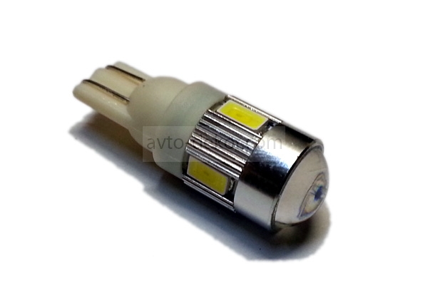 Купить Диод 12v Т10-6(5630) габариты белый  (6 SMD (5630) диодов+линза аналог w5w)   AVTO-DEKOR   9745 в интернет-магазине
