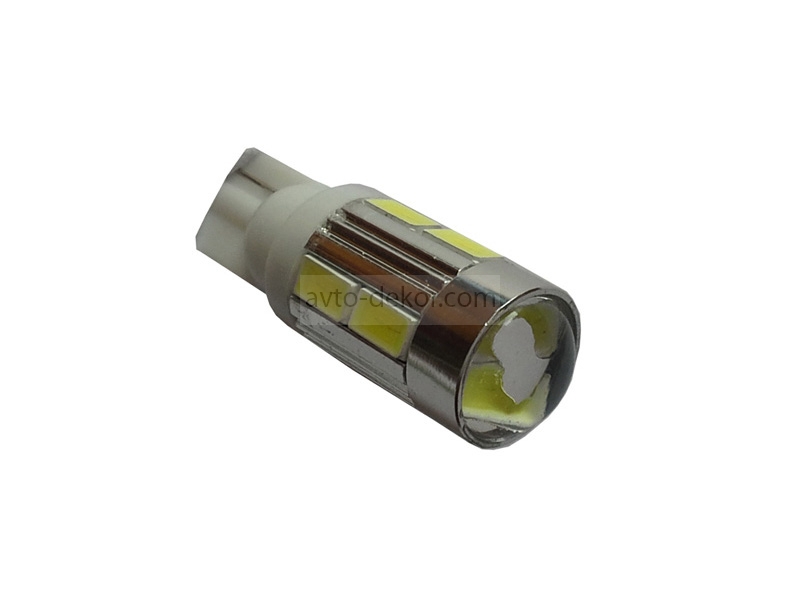 Купить Диод 12v Т10-10(5630) габариты белый  (10 SMD (5630) диодов+линза аналог w5w)   AVTO-DEKOR   9746 в интернет-магазине